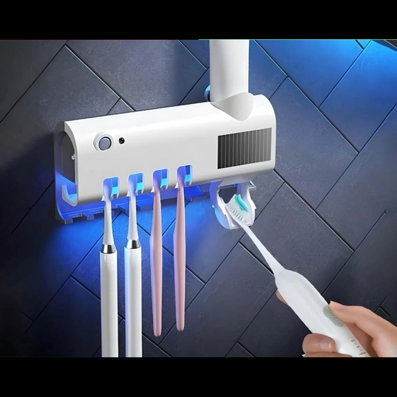 UVClean Brush™ – Suporte Esterilizador com Dispensador Automático de Creme Dental